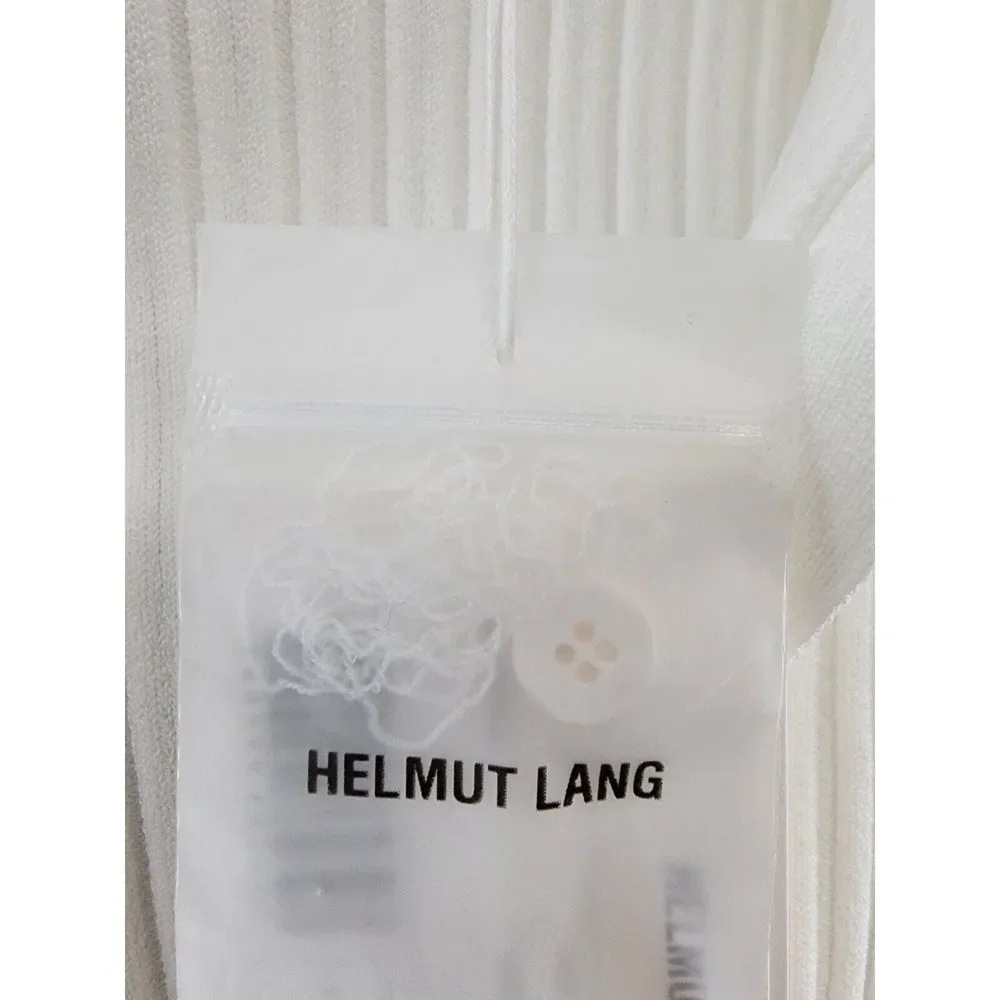 Helmut Lang Collared Rib Knit Cardigan Women's XS White Long Sleeve Button Front - Picture 14 of 15
